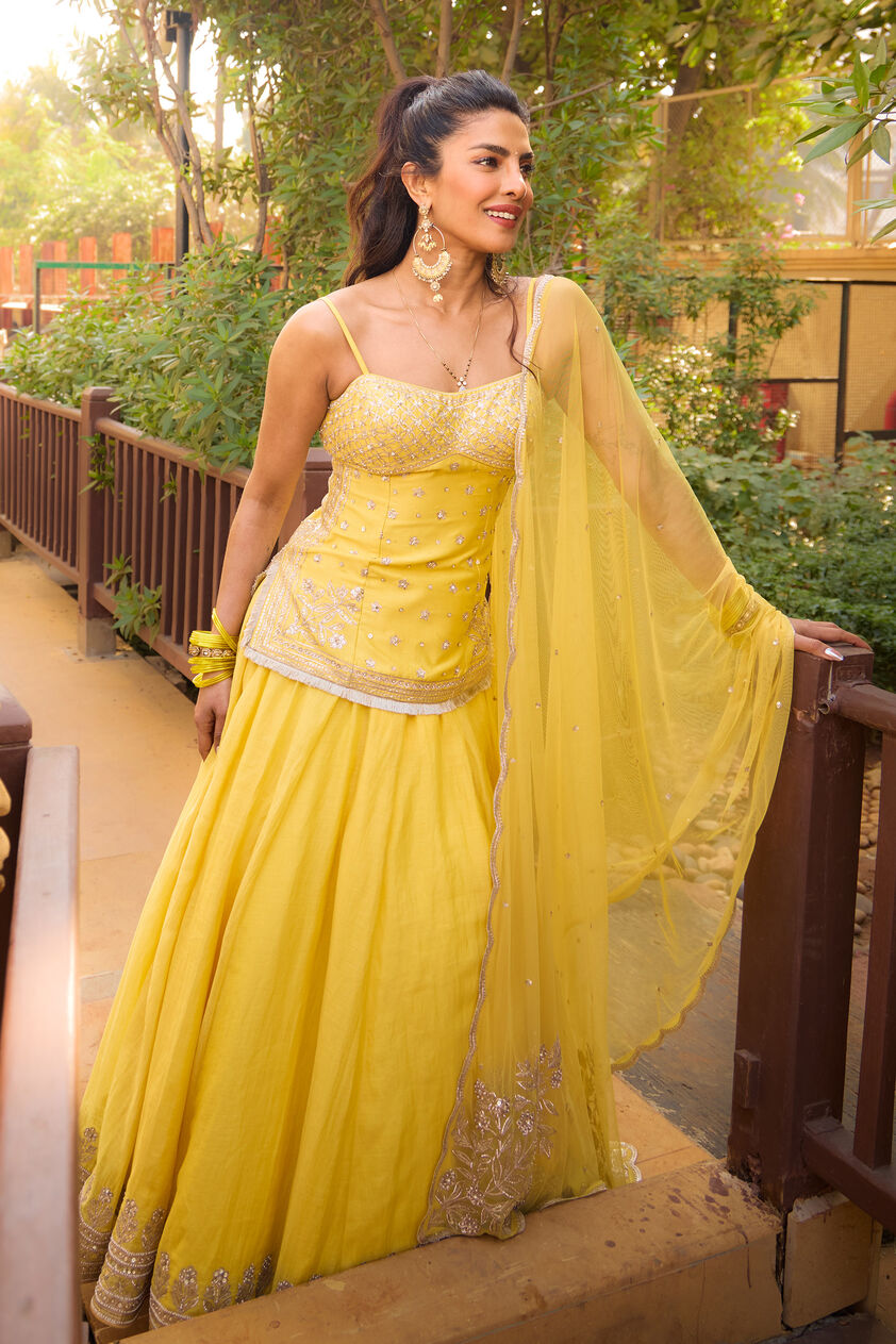 Abha Embroidered Lehenga Set - Yellow, Yellow, image 2